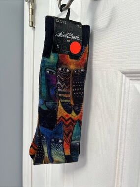 Laurel Burch Men’s Multicolor Graphic Socks Vibrant Cat Pattern Sz 6.5-12 New